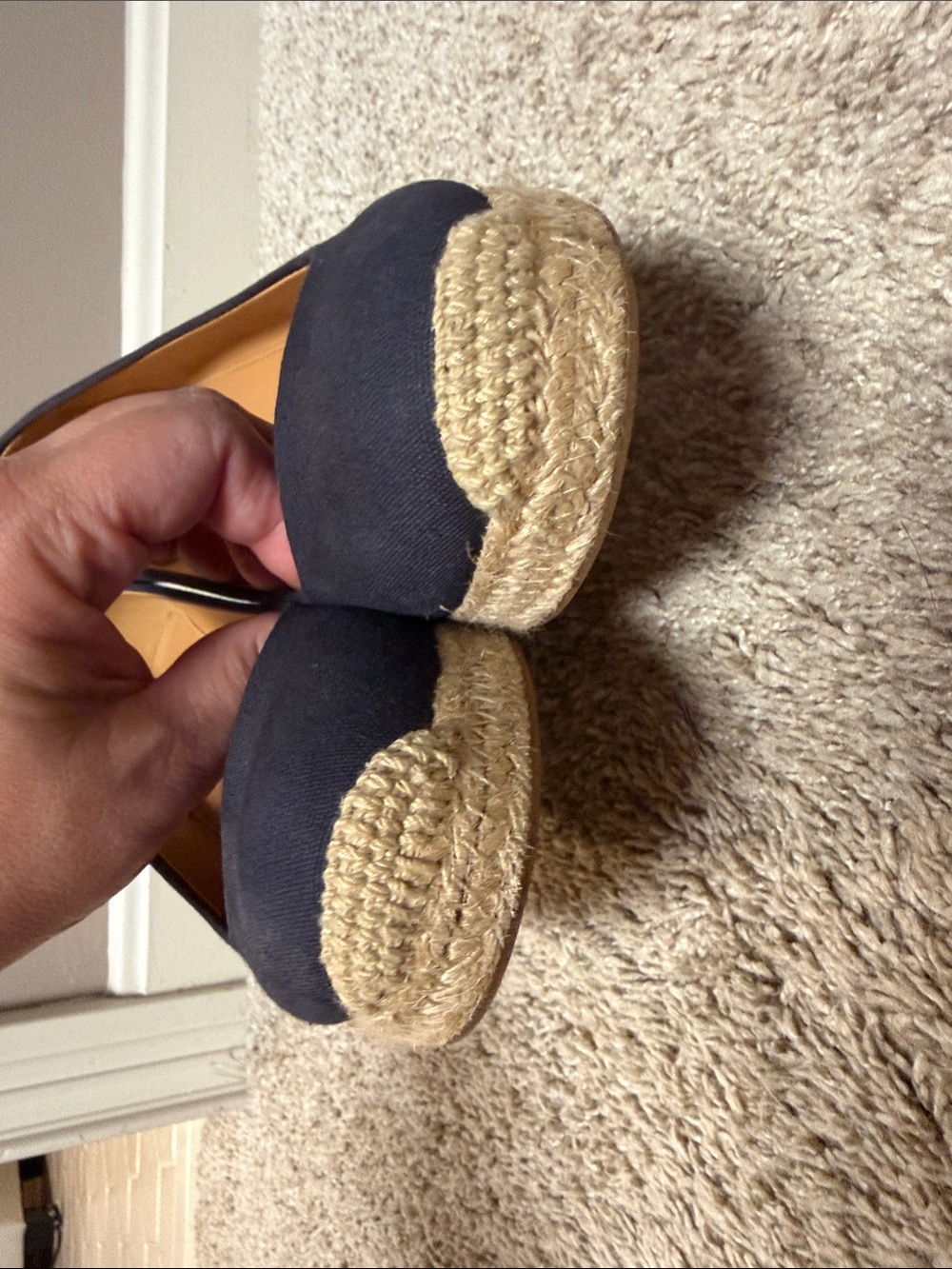 J. Crew Navy Espadrille Wedge Pumps with Jute Platform - Picture 6 of 6